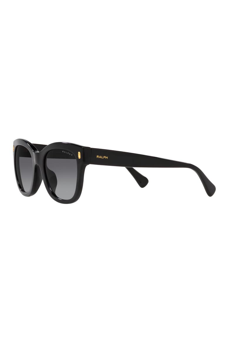 52mm Gradient Polarized Oval Sunglasses, Alternate, color, SHINY BLACK