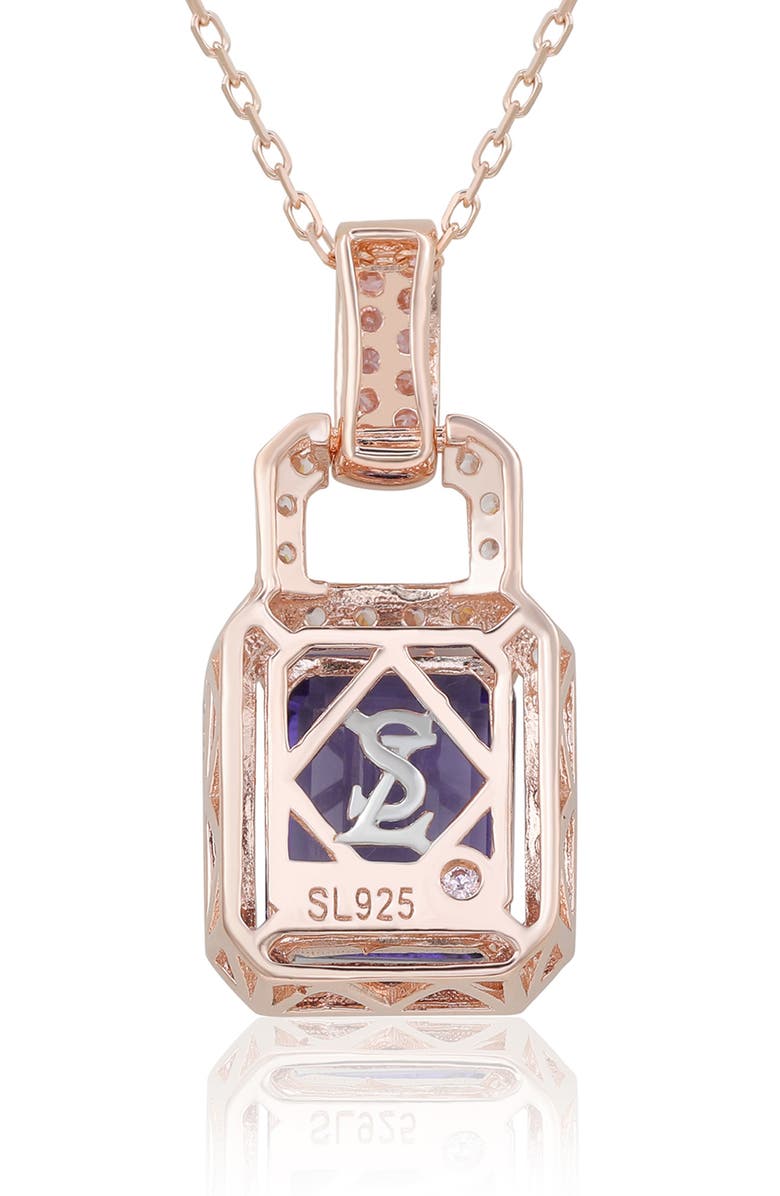 SUZY LEVIAN Rose Gold Plated Sterling Silver Cubic Zirconia Pendant Necklace, Alternate, color, Blue Tanzanite
