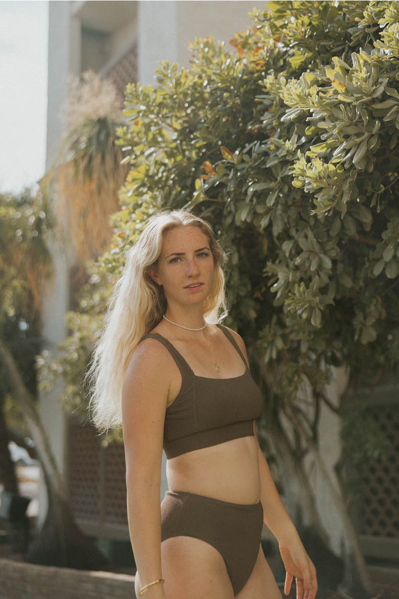 Cabo Square Neck Bikini Top, Alternate, color, Brown