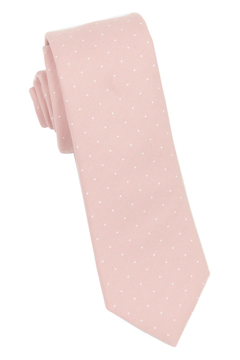 Men's Dot Cotton Tie, Main, color, ROSE QUARTZ