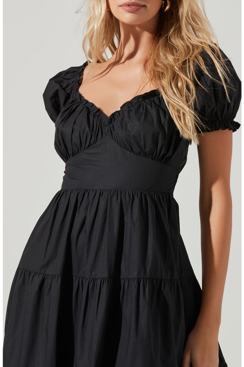 Sweetheart Neck Tiered Ruffle Cotton Dress, Alternate, color, BLACK