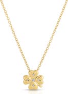 EF Collection 14k Gold Diamond Mini Clover Pendant Necklace