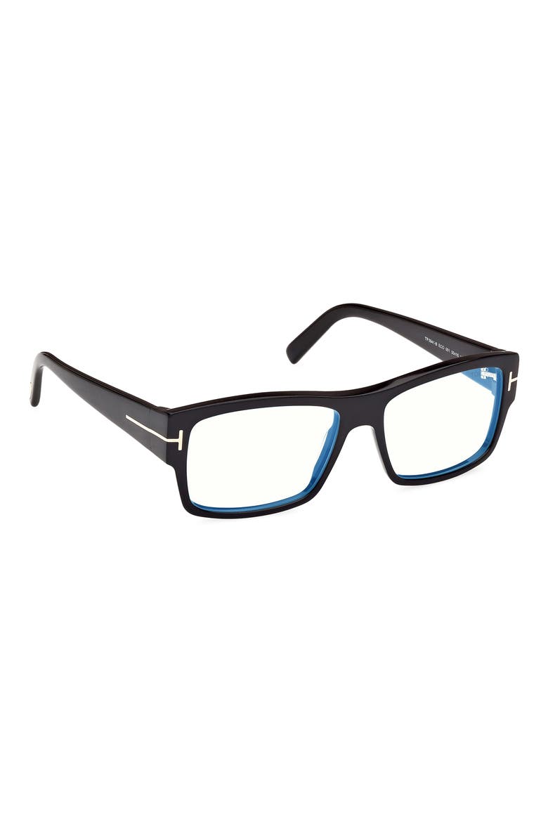 55mm Square Blue Light Blocking Glasses, Alternate, color, BLACK ECO / T LOGO