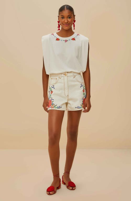 Farm Rio Cross Stitch Flowers Tee