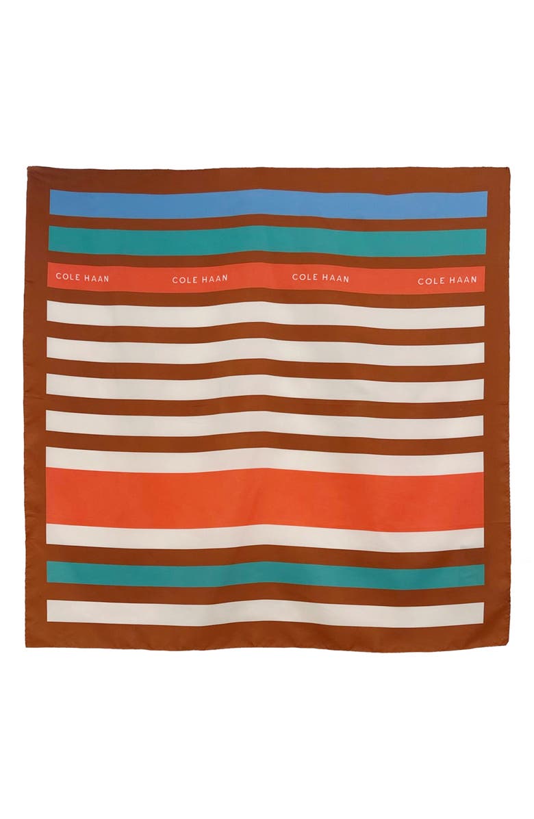 Cole Haan Stripe Square Scarf, Alternate, color, British Tan