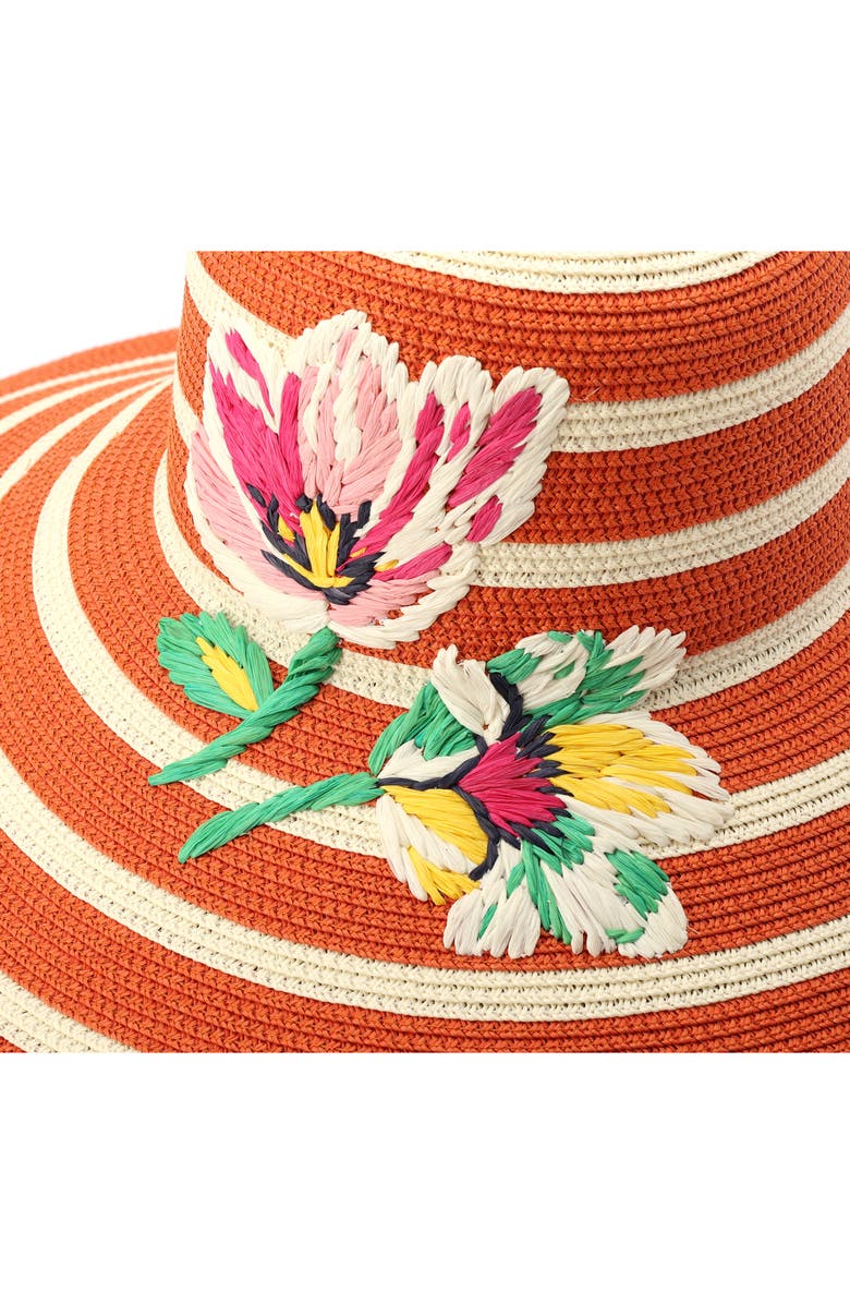 Kate Spade New York embroidered flowers straw sun hat, Alternate, color, Cream / Multi