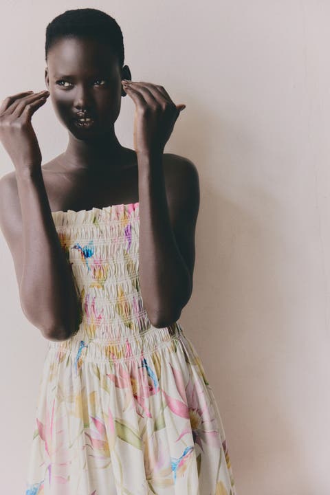 Smocked-bodice strappy dress