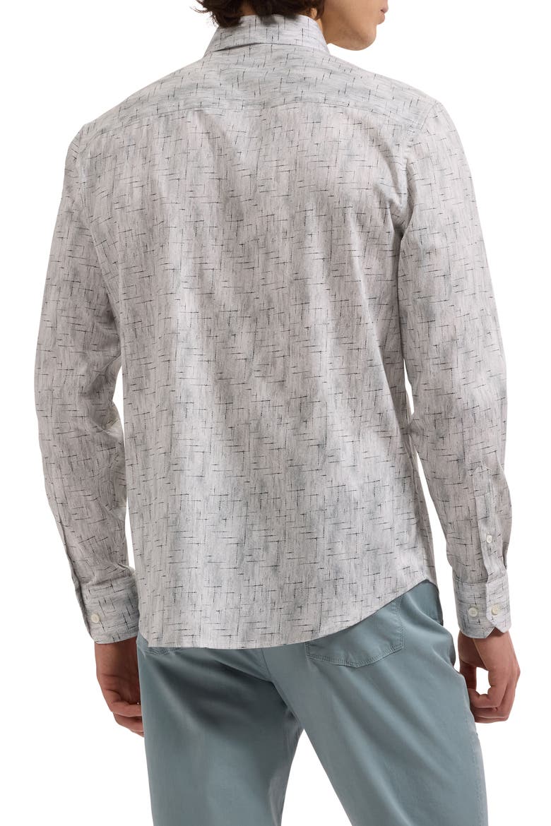 Julian Shaped Fit Abstract Geo Print Stretch Cotton Button-Up Shirt, Alternate, color, SHARK