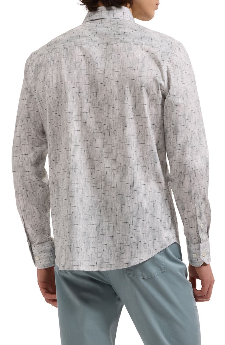 Bugatchi Julian Shaped Fit Abstract Geo Print Stretch Cotton Button-Up Shirt, Alternate, color, Shark