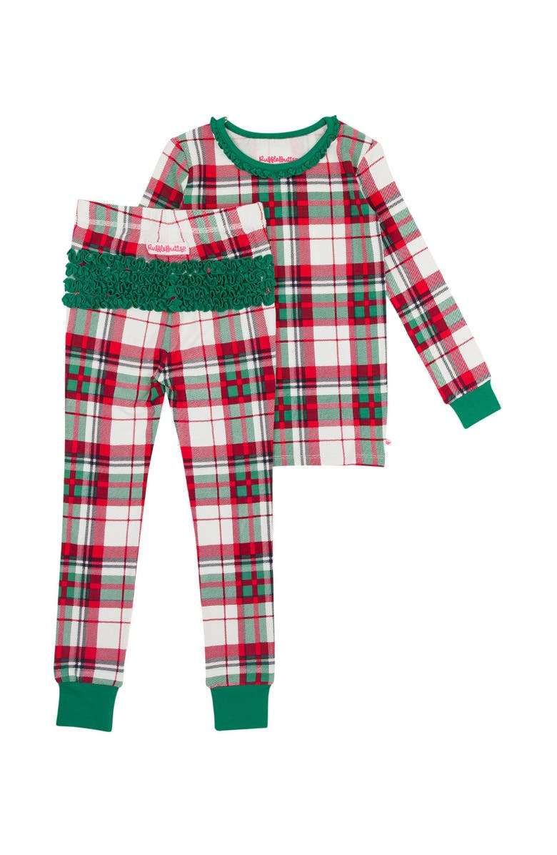 RuffleButts Modal Blend Toddler Girls Ruffle Long Sleeve Pajama Set, Main, color, Dashing Dreams Plaid