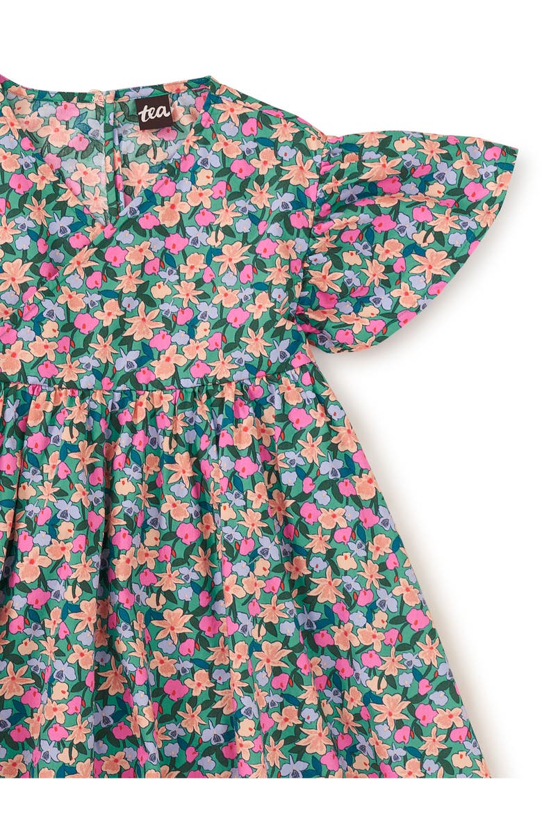 Tea Collection Wrap Neck Flutter Dress, Alternate, color, Orchid Ditsy