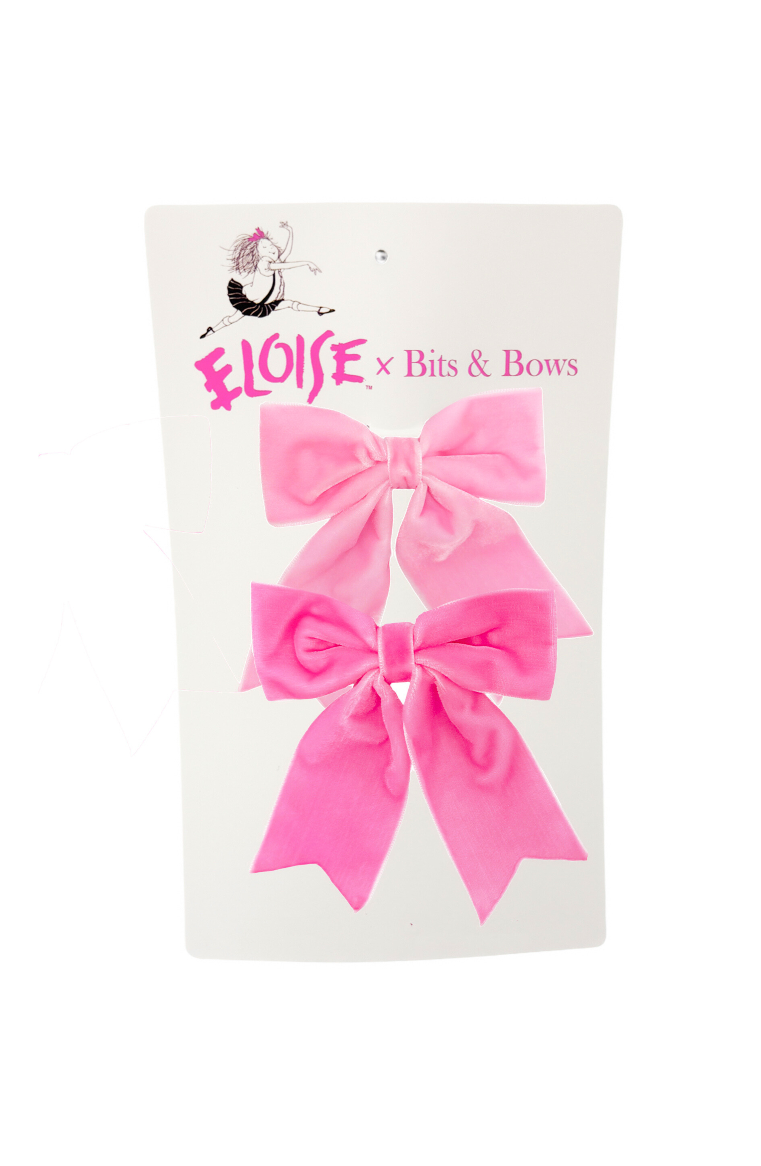 Bits & Bows Eloise Velvet Hair Bow Barrette Set in Pink And Hot Pink 