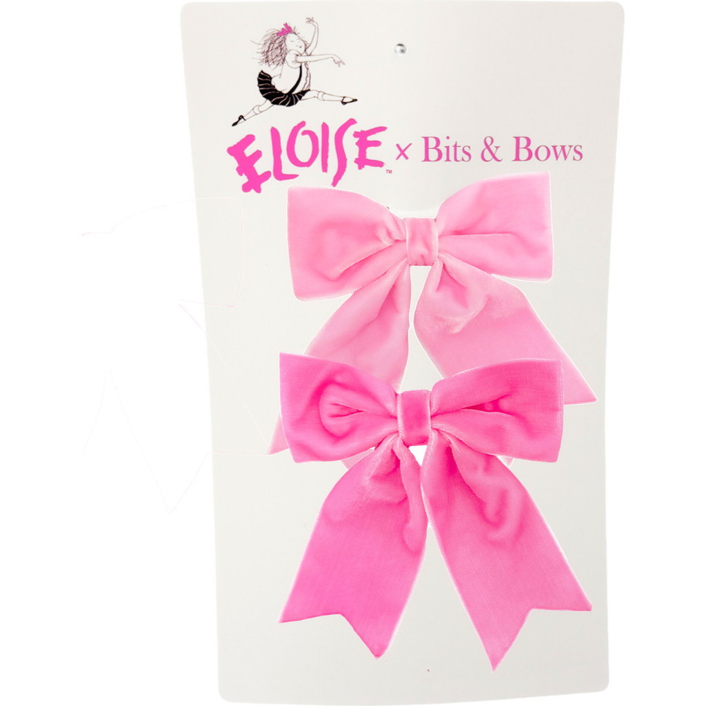 Bits & Bows Eloise Velvet Hair Bow Barrette Set In Pink