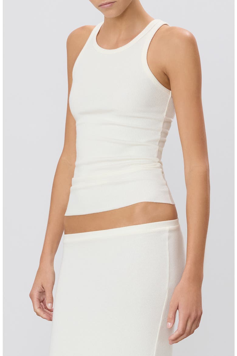 High Neck Ribbed Tank, Alternate, color, CREAM
