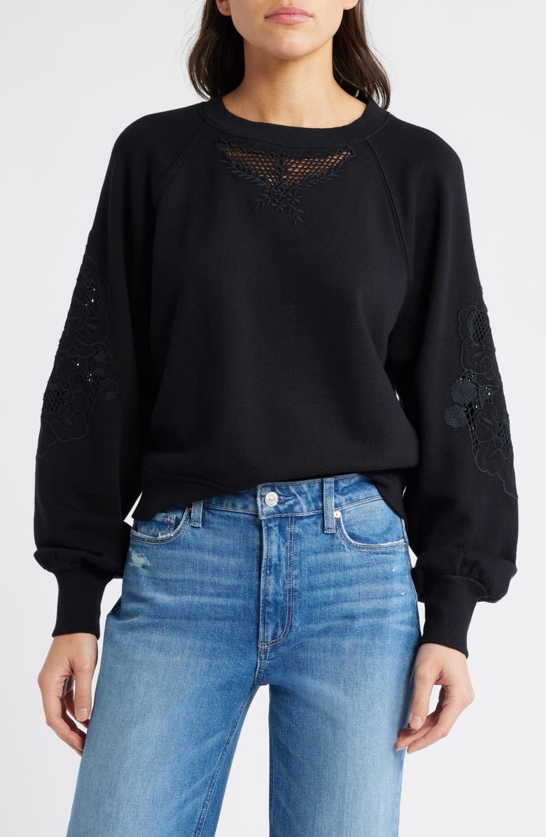 PAIGE Yolanthe Embroidered Detail Cotton Sweatshirt, Main, color, 