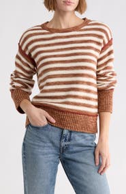Lucky Brand Stripe Cotton Blend Sweater