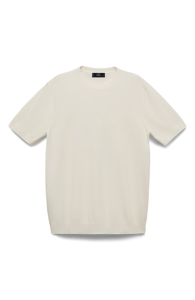 MANGO Short Sleeve Cotton Crewneck Sweater, Alternate, color, White