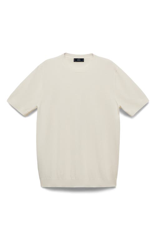 Mango Short Sleeve Cotton Crewneck Sweater In White