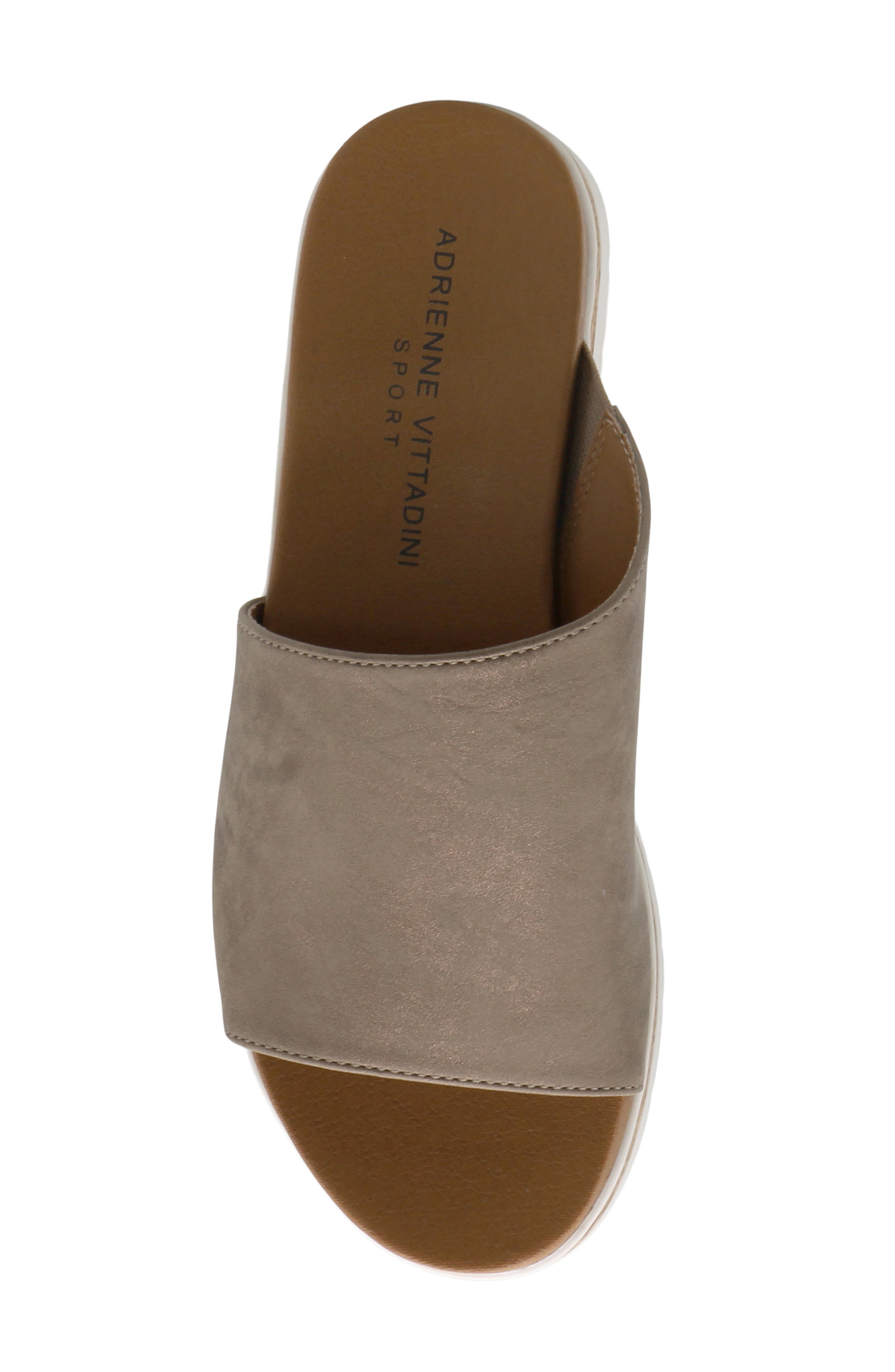 Adrienne Vittadini Provence Wedge Slide Sandal, Alternate, color, Brown Met