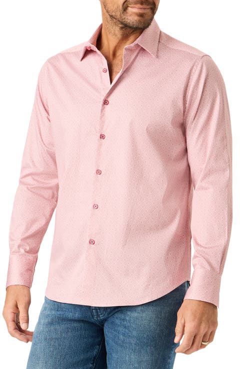 Marsden Print Cotton Blend Stretch Shirt