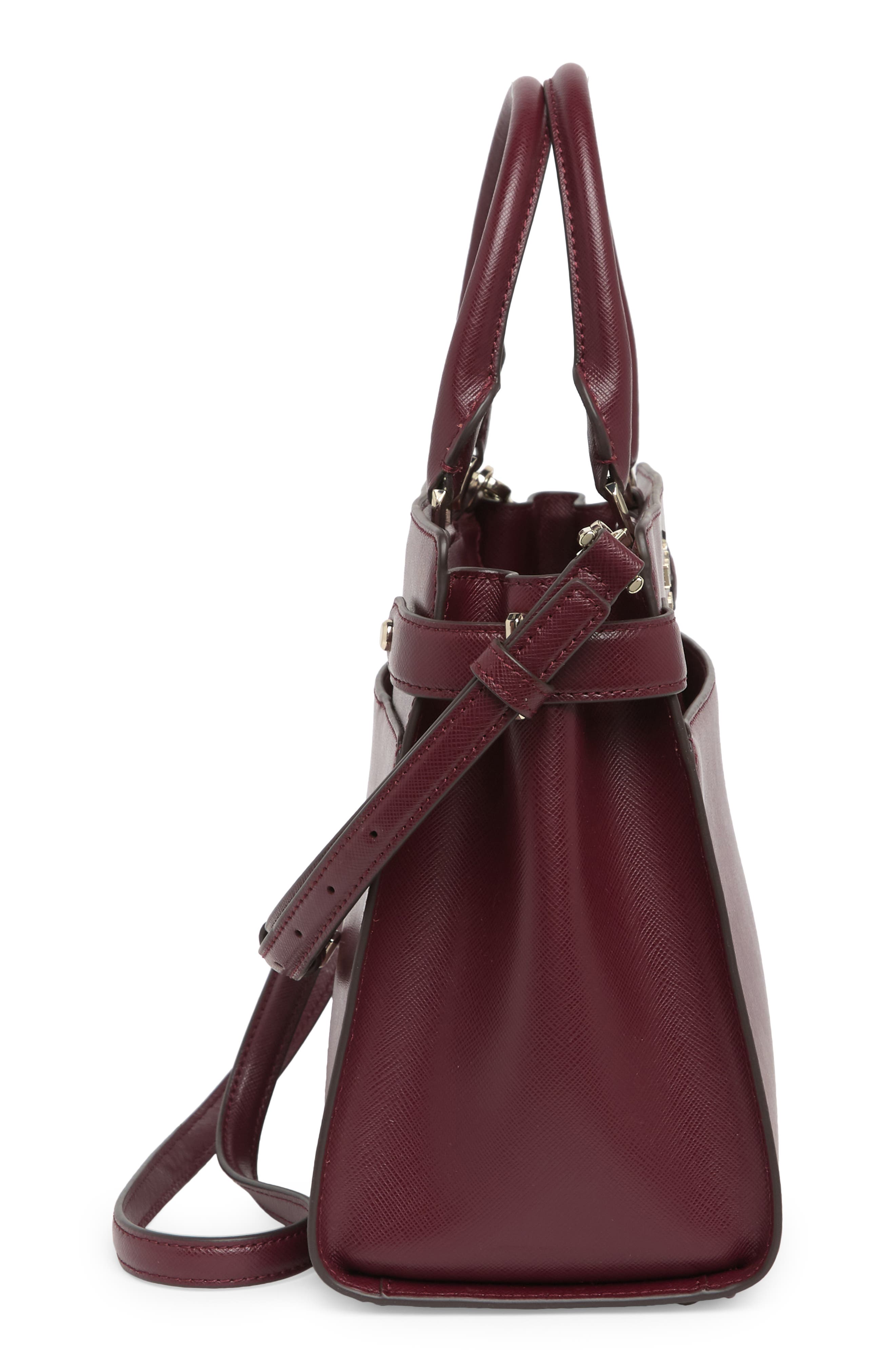 staci medium leather satchel, Alternate, color, LYCHEE
