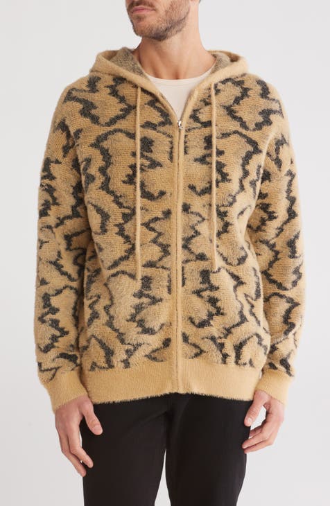 Jacquard Zip Hooded Sweater