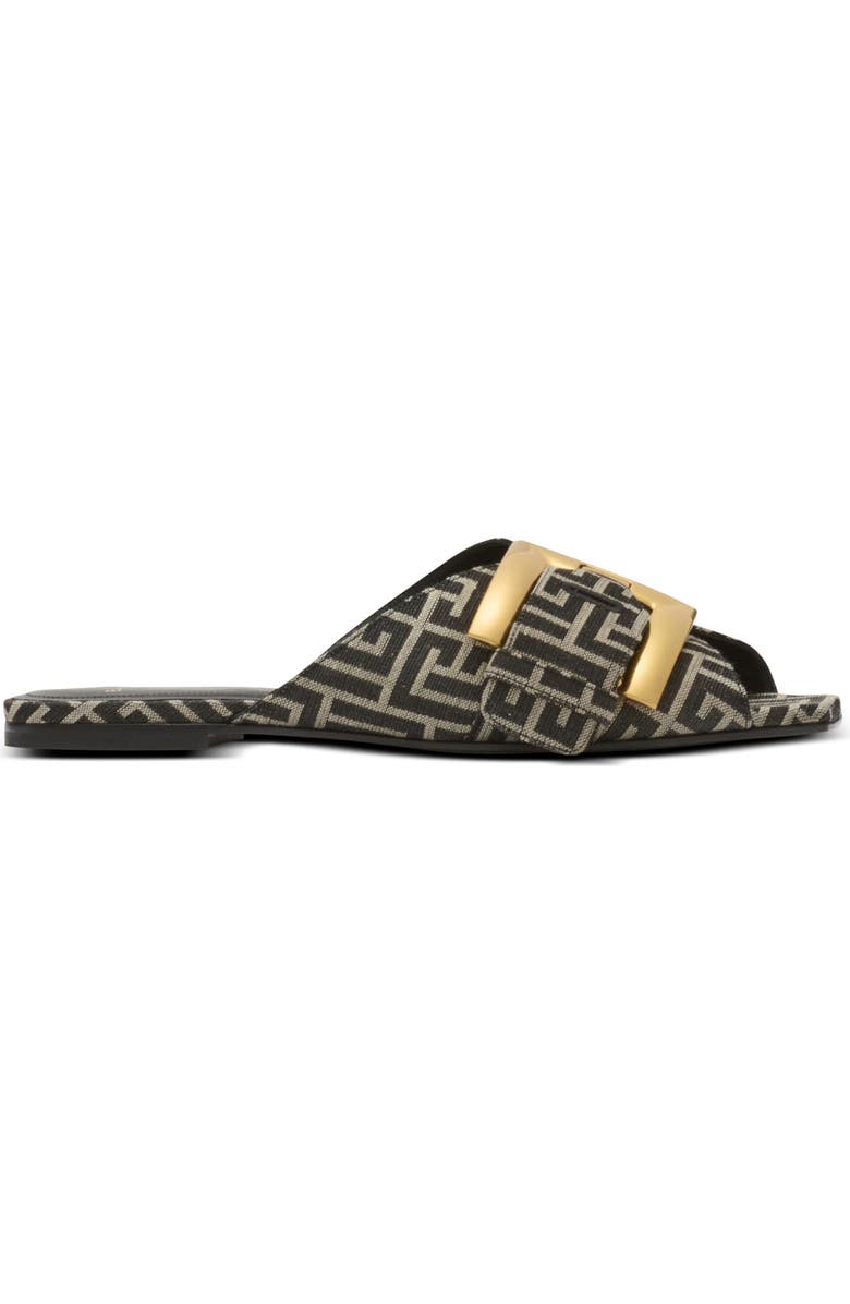 Balmain Flat monogram jacquard Anthem sandals, Alternate, color, Black