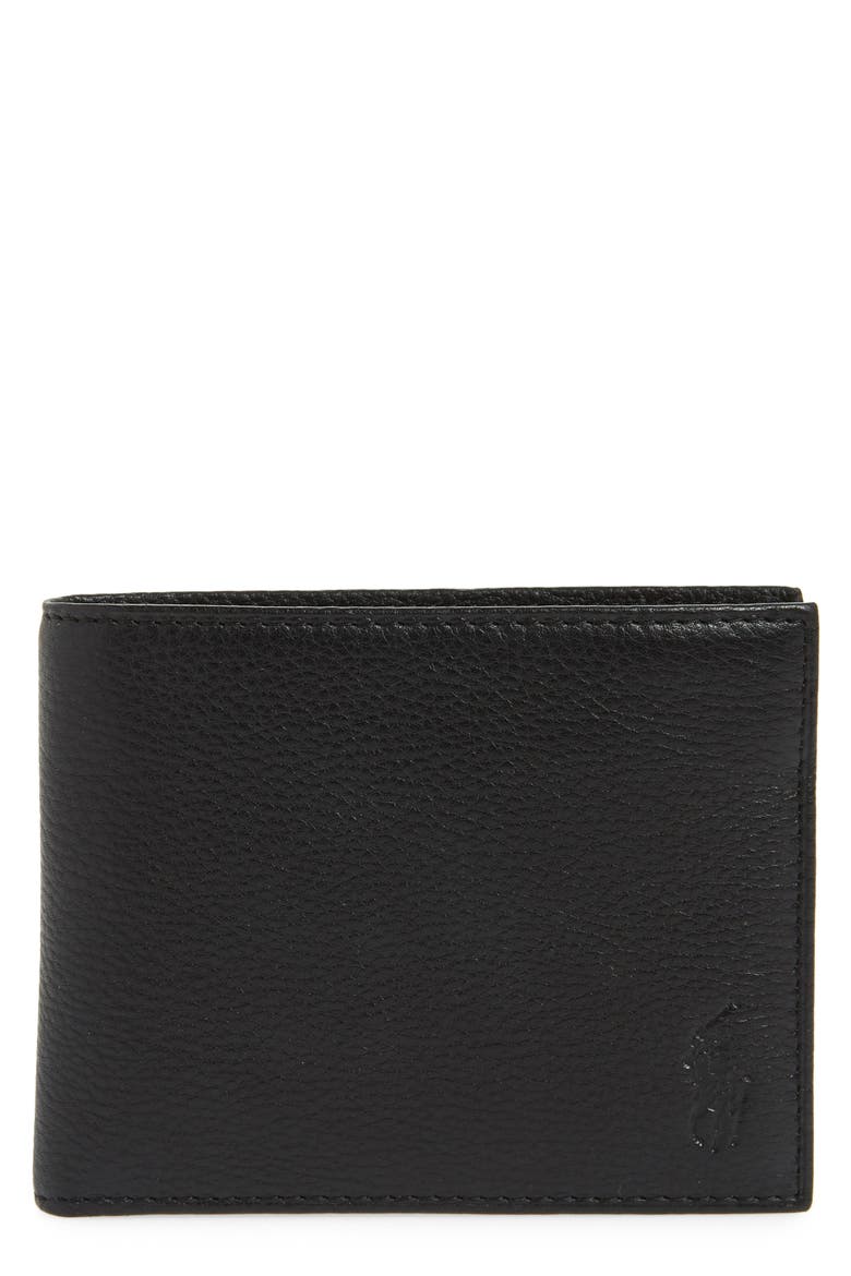 Leather Passcase Wallet, Main, color, BLACK