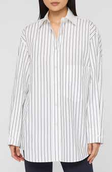 Oversize Stripe Cotton Button-Up Shirt