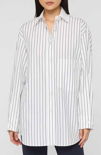 Oversize Stripe Cotton Button-Up Shirt
