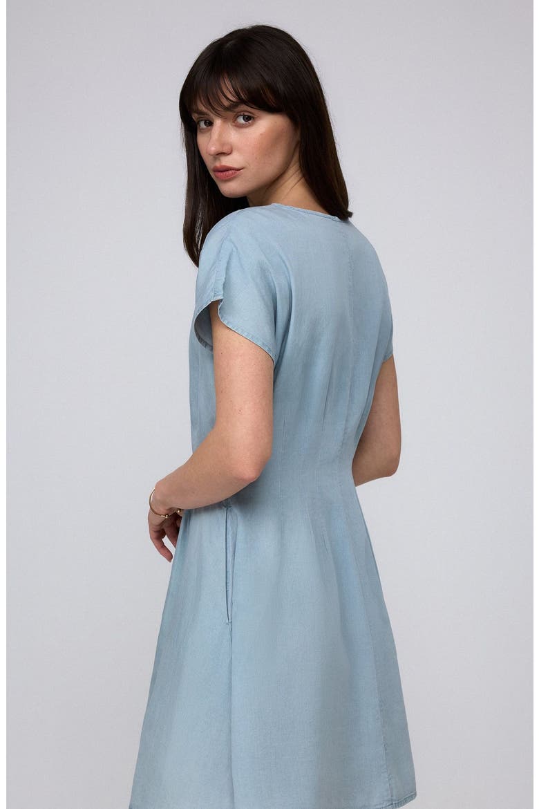 Faye Pleated Shirt Dress, Alternate, color, Chambray Blue