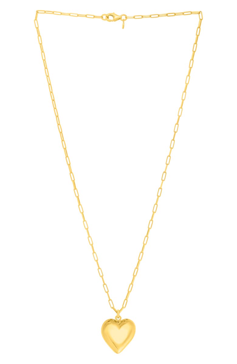 KARAT RUSH Paper Clip Chain Heart Pendant Necklace, Main, color, Yellow