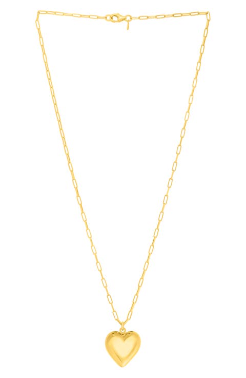 Paper Clip Chain Heart Pendant Necklace