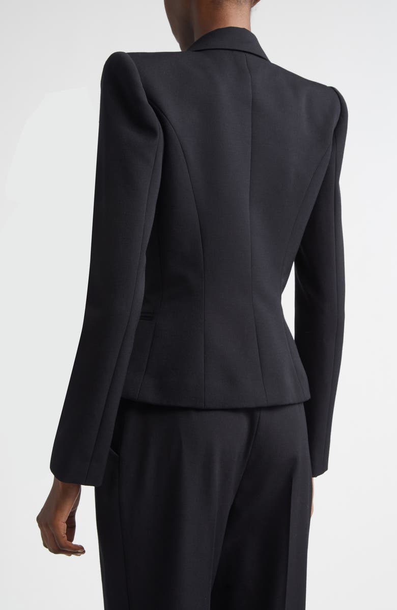 Balmain Crystal Zebra Stripe Wool Grain de Poudre Jacket, Alternate, color, Black/ Black