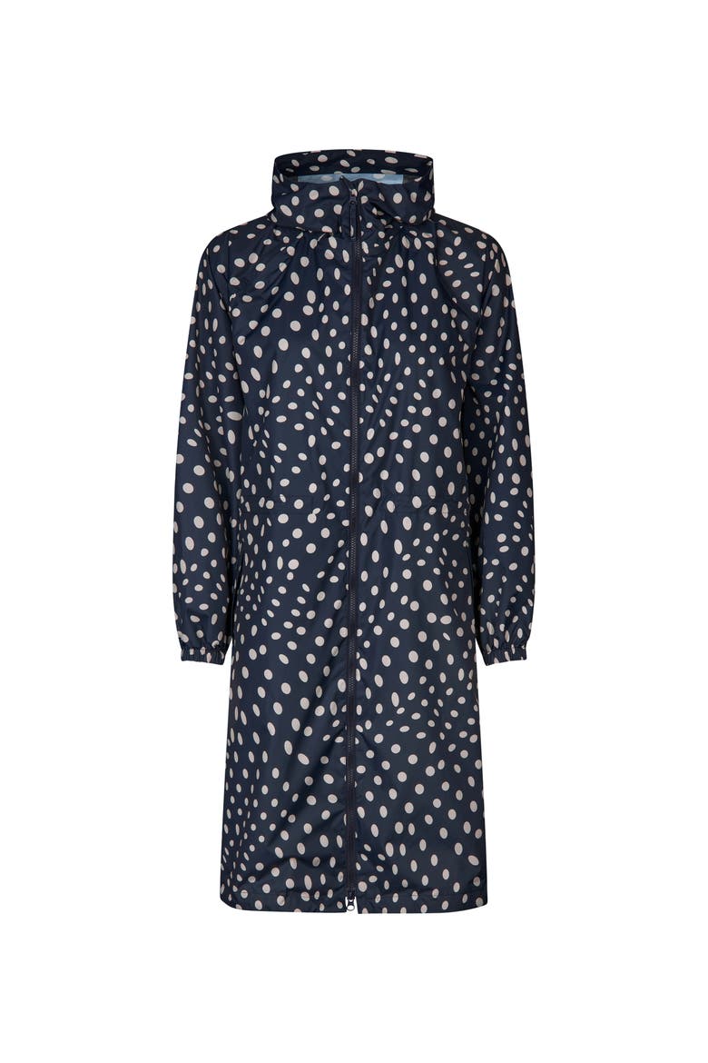 MaTrina Polka Dot Raincoat, Alternate, color, Navy Blazer