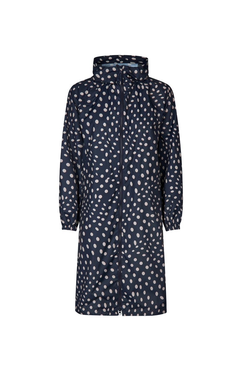 Masai Copenhagen MaTrina Polka Dot Raincoat, Alternate, color, Navy Blazer