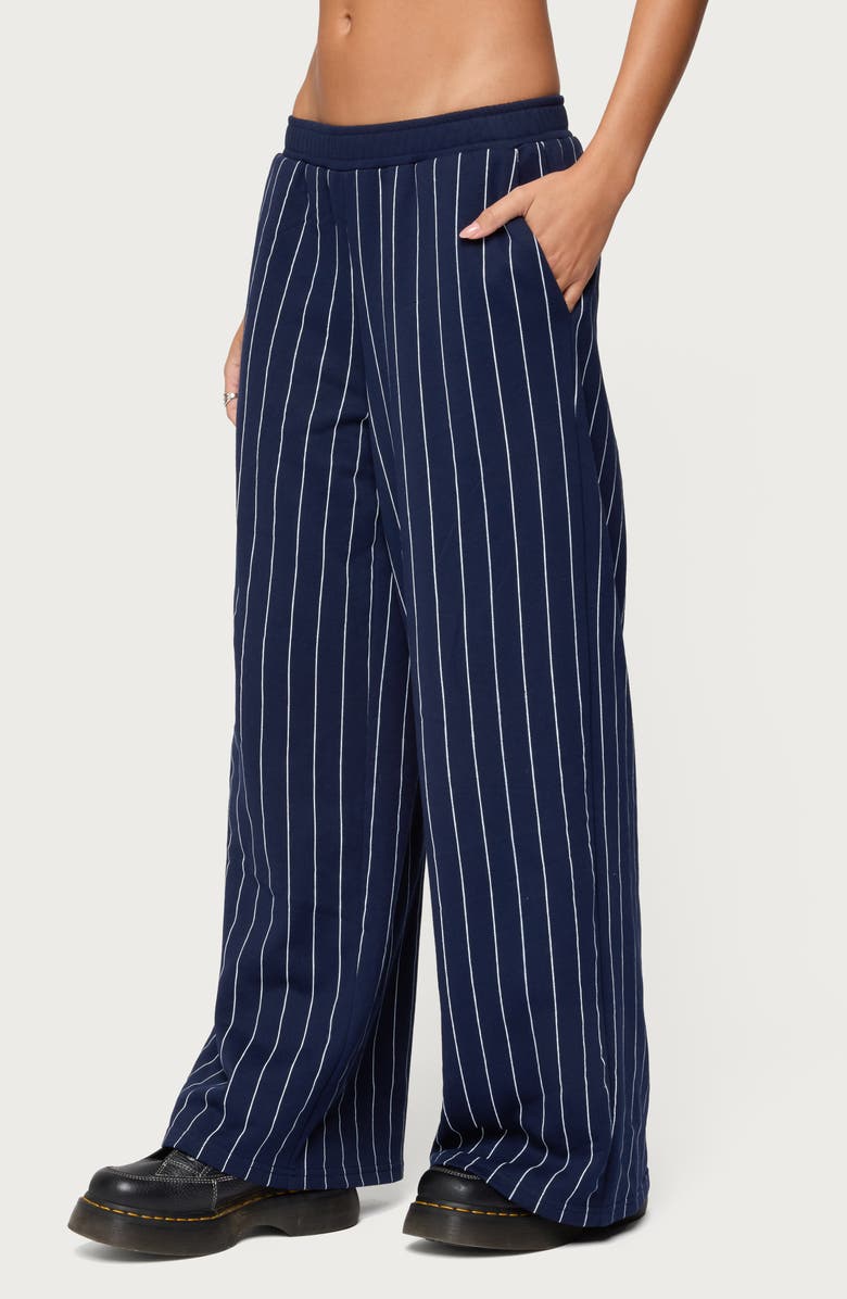 EDIKTED Mercer Pinstripe Wide Leg Pants, Alternate, color,