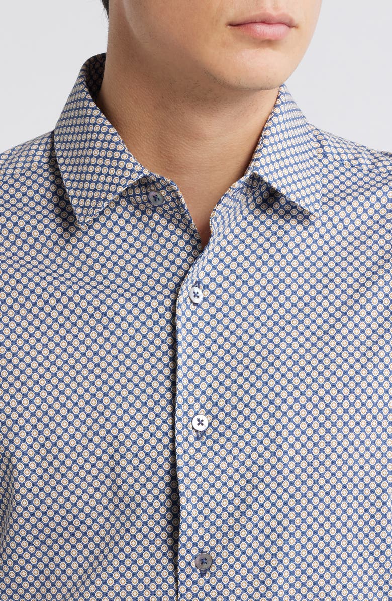 Zanella Tile Neat Knit Cotton Blend Dress Shirt, Alternate, color, Multi