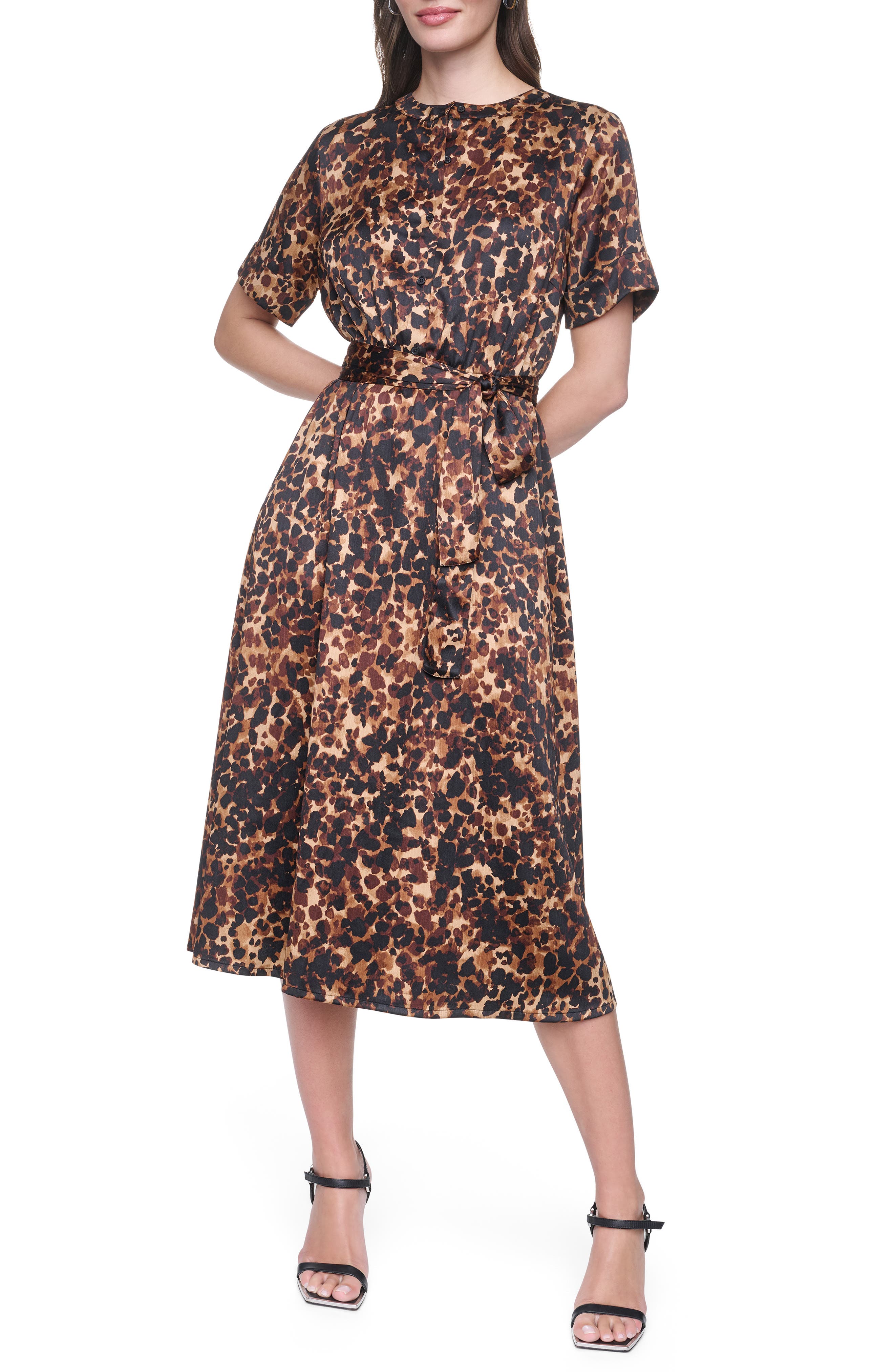 Short Sleeve A-Line Satin Dress