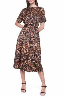 Short Sleeve A-Line Satin Dress