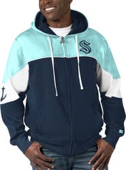 STARTER Men's Starter  Navy/Light Blue Seattle Kraken Power Forward Full-Zip Hoodie