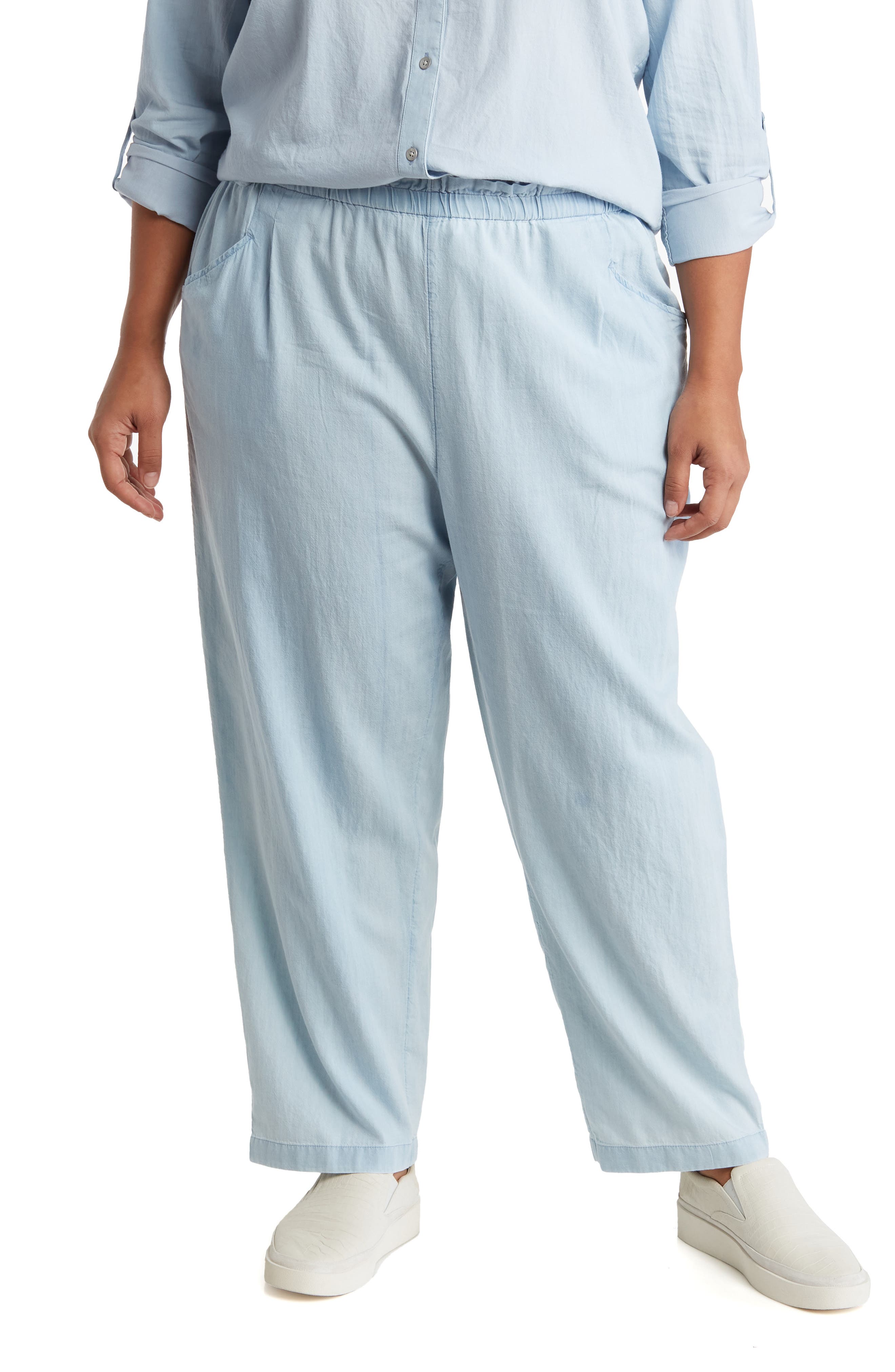 Caslon® Chambray Straight Leg Pants (Women) | Nordstromrack