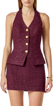 Endless Rose Halter Tweed Button Vest