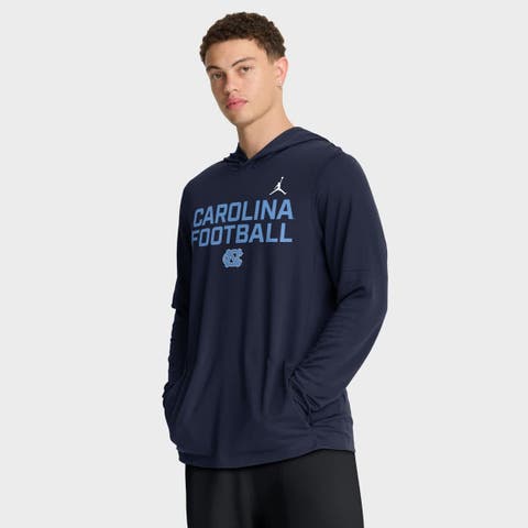 Men's Jordan Brand Navy North Carolina Tar Heels 2025 Sideline Dri-FIT Long Sleeve Hoodie T-Shirt