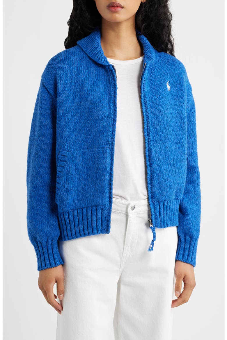 Wave Logo Cotton Zip Cardigan (Women) | Nordstrom