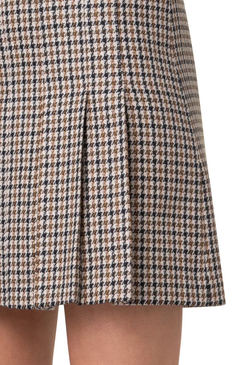 Akris punto Houndstooth Shetland Tweed Wool Pleated Skirt, Alternate, color,