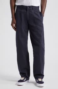 Noah Double Pleat Cotton Herringbone Pants