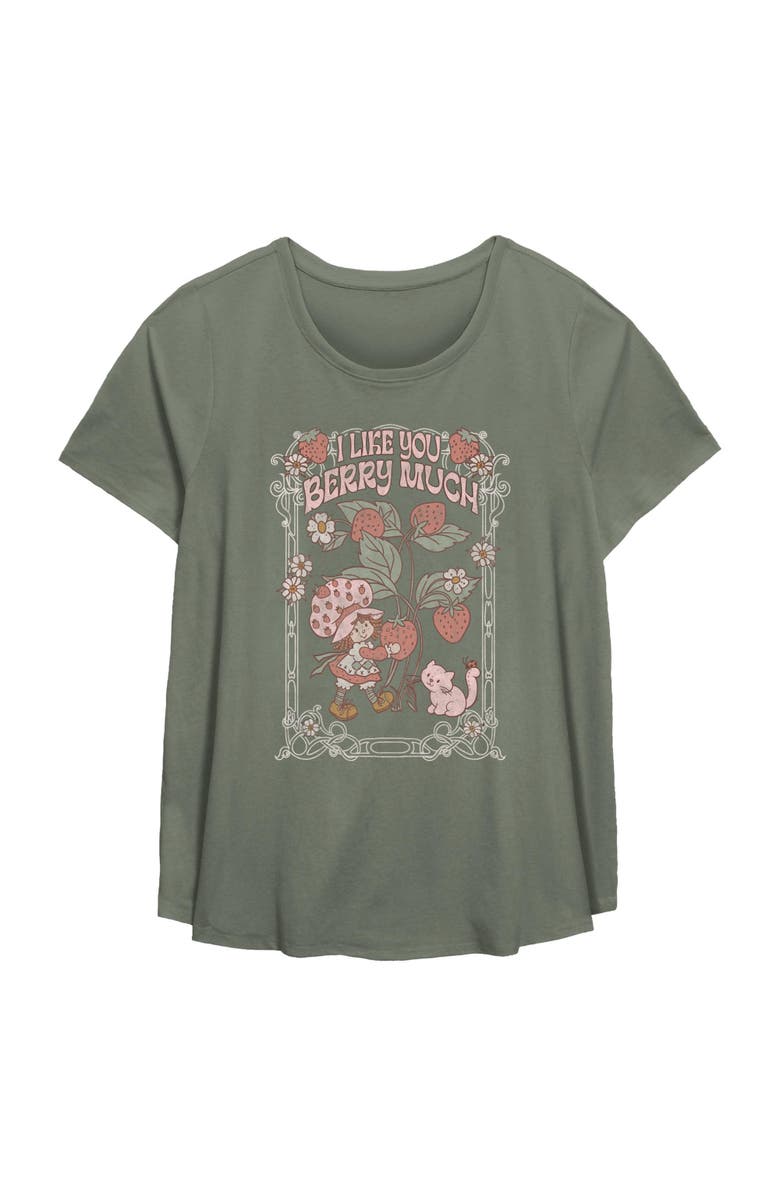 Strawberry Shortcake Women's Strawberry Shortcake I Like You Berry Much Graphic T-Shirt, Main, color, Sage Green