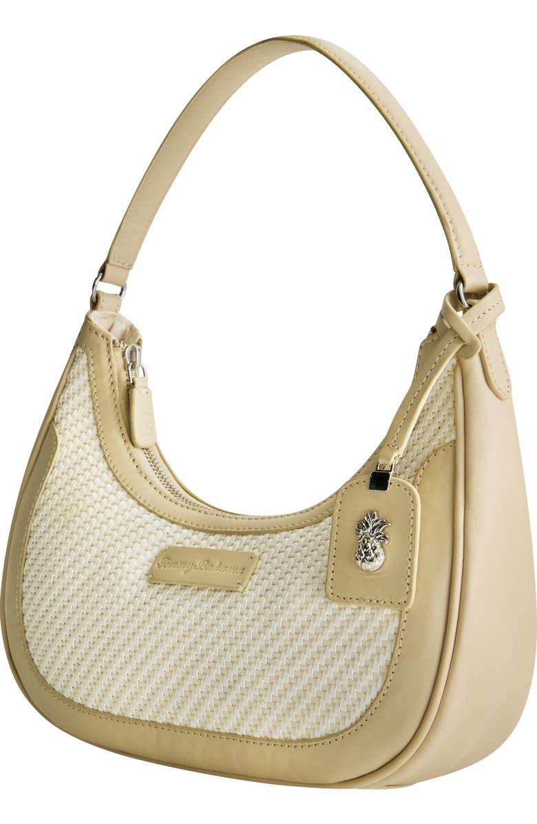 Tommy Bahama Soft Woven Zip-Top Hobo, Alternate, color, Tan/White