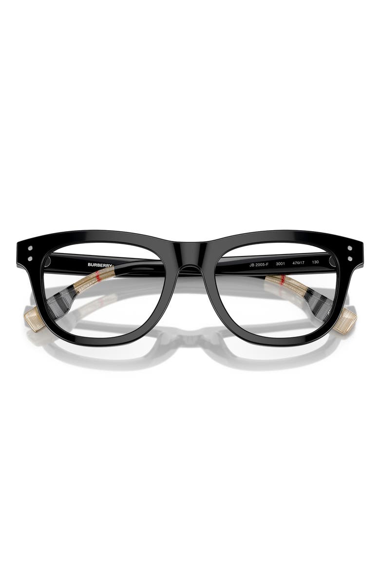 Burberry 47mm Rectangular Optical Glasses, Alternate, color, Black / Demo Lens